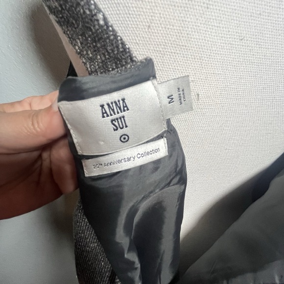 Anna Sui women's  sleeveless tweed sequin Funky fringe mini dress size M gray - Picture 9 of 13